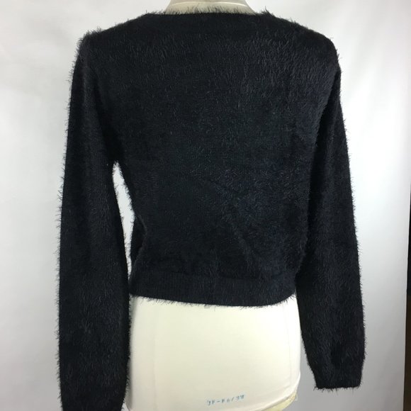 ❌sold❌Killstar Black Fuzzy Peekaboo Crop Sweater - Picture 4 of 11